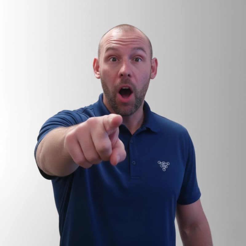 Ted Hoffman, founder of Adaptive Growth Partners, in an AGP polo pointing toward the viewer.